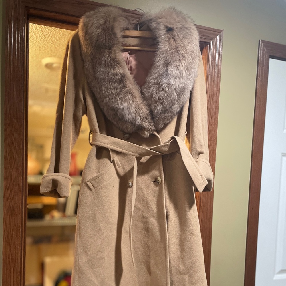 Our camel hair Nordstrom Gallery Fur Coat size 8